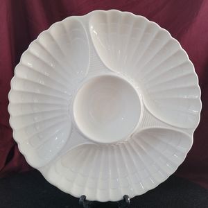Vintage Farmhouse white ceramic Shell Design Serving Platter